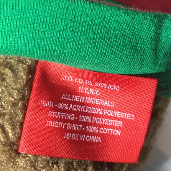 Polo Ralph Lauren 2005 Teddy Bear Plush Red green Pony Polo Rugby shirt - Picture 4 of 6